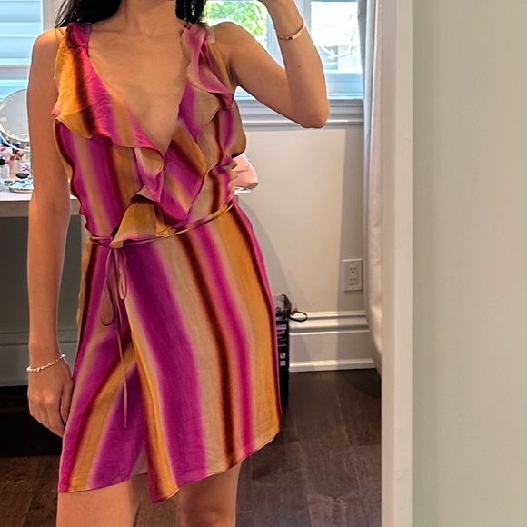 Colourful tie up summer dress with frills - Picture 2 of 3